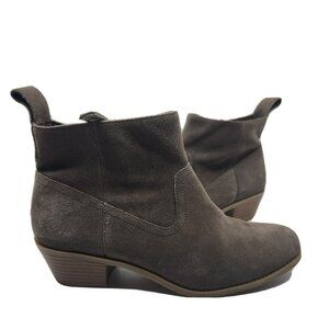 Vionic Vera Waterproof Gray Suede Side Zip Ankle Booties Womens Size 8 - VS355